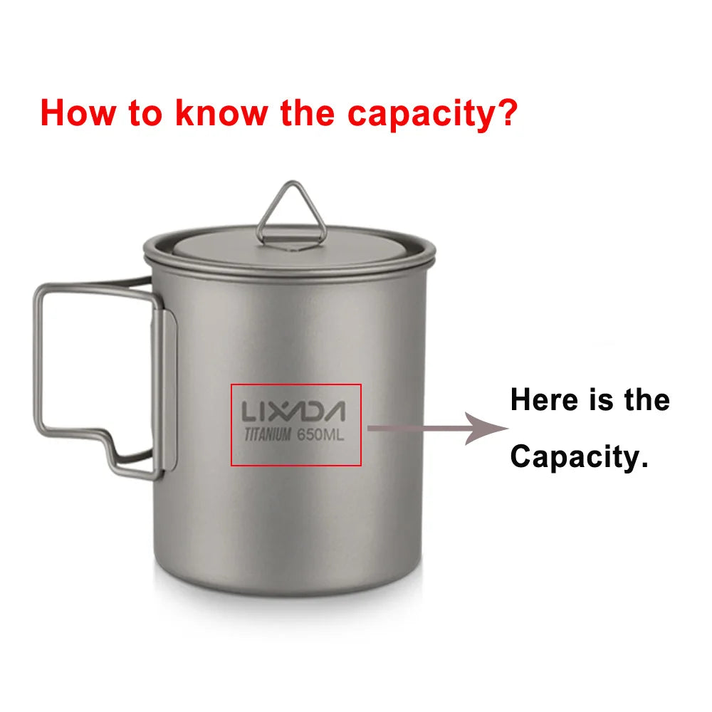LIXADA Camping Equipment Titanium Wood Stove Outdoor Cookware Tableware Set Hiking Picnic Backpacking Camping Pot Pan Mug Set CMBs Fishing and Outdoor Gear