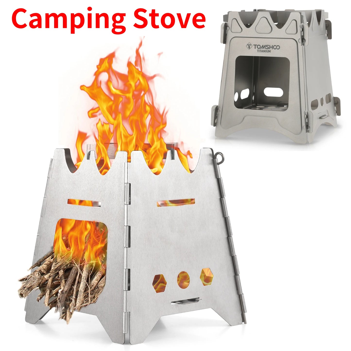 LIXADA Camping Equipment Titanium Wood Stove Outdoor Cookware Tableware Set Hiking Picnic Backpacking Camping Pot Pan Mug Set CMBs Fishing and Outdoor Gear