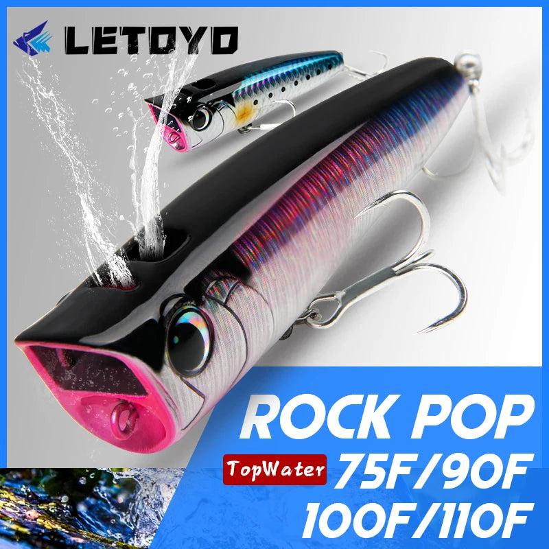 LETOYO Topwater Popper 8.5-30g floating Rock pop Artificial Hard Baits for Bass Perch Pike Fishing Lure The Clovii's Extravaganza!!!