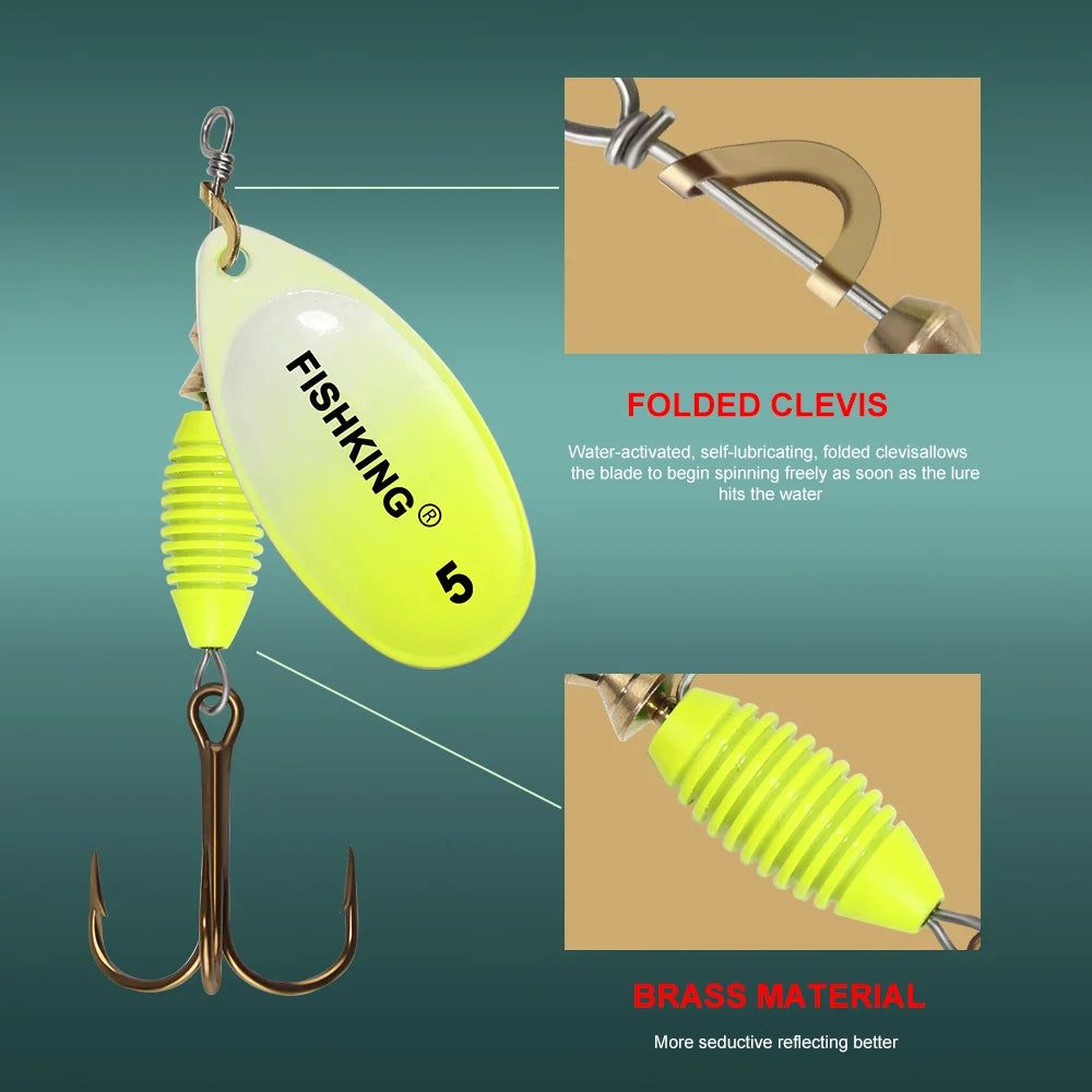 FISH KING New Metal Fishing Lure 4g 4.8g 7g 10g 14g Spinner Bait High Quality Hard Baits Treble Hook Fishing Tackle For Pike The Clovii's Extravaganza!!!