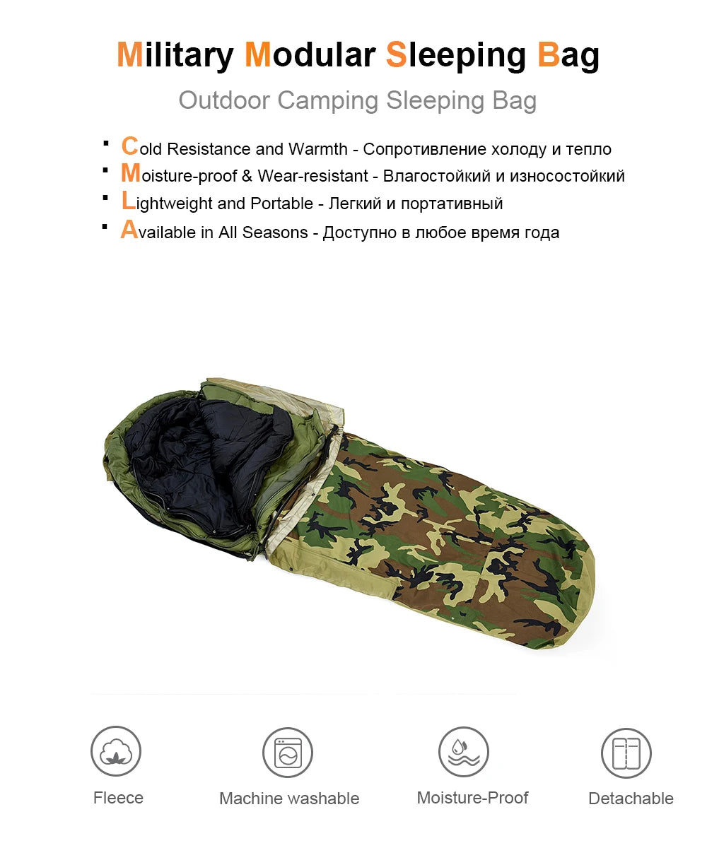 Akmax Army Military Modular Sleeping Bags System, Multi Layered with Bivy Cover for All Season, Woodland/Multicam The Clovii's Extravaganza!!!