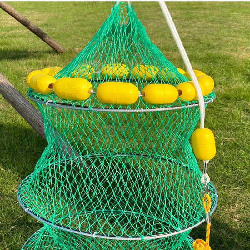 Lawaia Multi-float Fish Trap Net Bag Steel Wire Red /Yellow Floats Sea Fishing Net Cage Green Plastic Twisted Raft Fishing Tools The Clovii's Extravaganza!!!