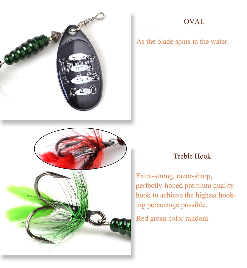 FTK Metal Fishing Lure Spinner Bait 8.5g 13g 15g Spoon Lures Bass Hard Bait With Feather Treble Hooks Pike Fishing Tackle The Clovii's Extravaganza!!!