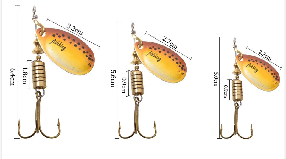 FISH KING 6 Color 0#-5# Spinner Bait With Treble Hooks 35647-BR Arttificial Bait Fishing Lure The Clovii's Extravaganza!!!