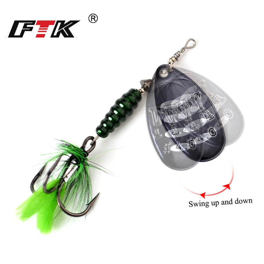 FTK Metal Fishing Lure Spinner Bait 8.5g 13g 15g Spoon Lures Bass Hard Bait With Feather Treble Hooks Pike Fishing Tackle The Clovii's Extravaganza!!!