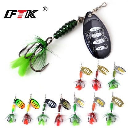 FTK Metal Fishing Lure Spinner Bait 8.5g 13g 15g Spoon Lures Bass Hard Bait With Feather Treble Hooks Pike Fishing Tackle The Clovii's Extravaganza!!!