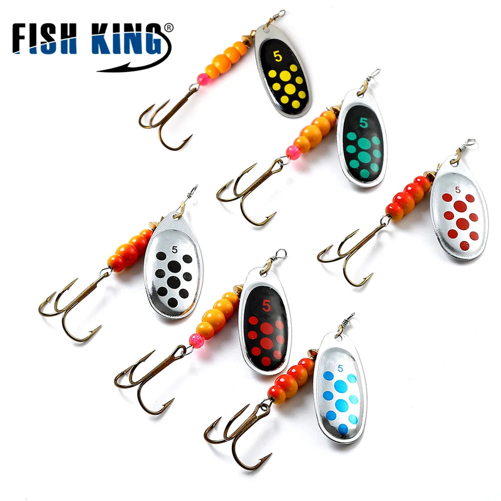 FISH KING 6 Color 0#-5# Spinner Bait With Treble Hooks 35647-BR Arttificial Bait Fishing Lure The Clovii's Extravaganza!!!