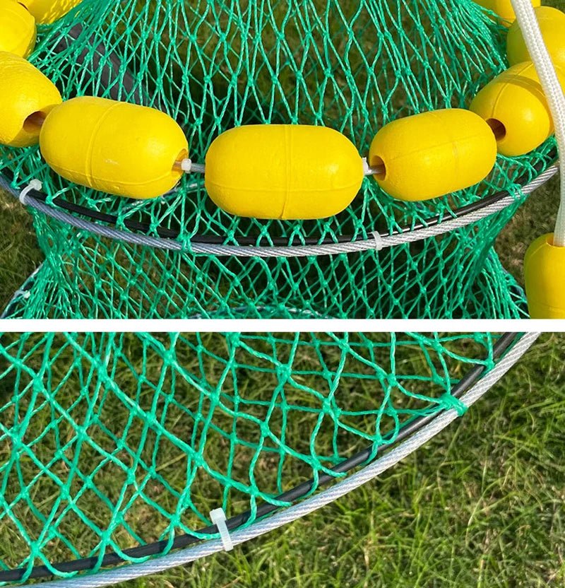 Lawaia Multi-float Fish Trap Net Bag Steel Wire Red /Yellow Floats Sea Fishing Net Cage Green Plastic Twisted Raft Fishing Tools The Clovii's Extravaganza!!!