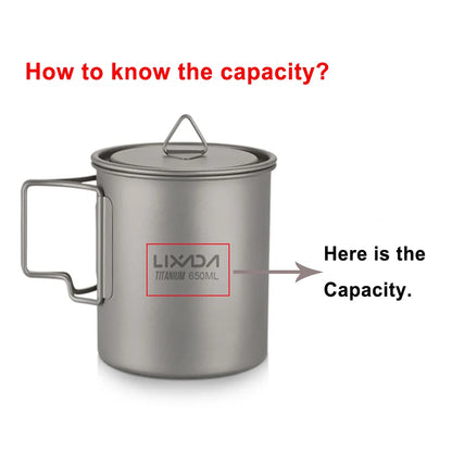 LIXADA Camping Equipment Titanium Wood Stove Outdoor Cookware Tableware Set Hiking Picnic Backpacking Camping Pot Pan Mug Set CMBs Fishing and Outdoor Gear