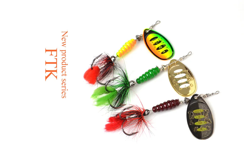 FTK Metal Fishing Lure Spinner Bait 8.5g 13g 15g Spoon Lures Bass Hard Bait With Feather Treble Hooks Pike Fishing Tackle The Clovii's Extravaganza!!!