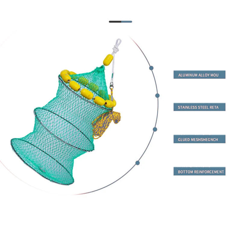 Lawaia Multi-float Fish Trap Net Bag Steel Wire Red /Yellow Floats Sea Fishing Net Cage Green Plastic Twisted Raft Fishing Tools The Clovii's Extravaganza!!!