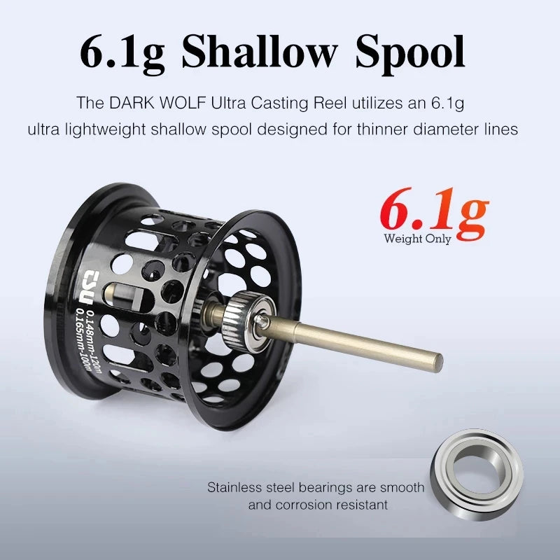 6.1g BFS Spool TSURINOYA 135g Dark Wolf 50S  7.1:1 Ultralight BFS FINESSE Baitcasting Reel Baitcaster Fishing Coil For Shad Reel The Clovii's Extravaganza!!!