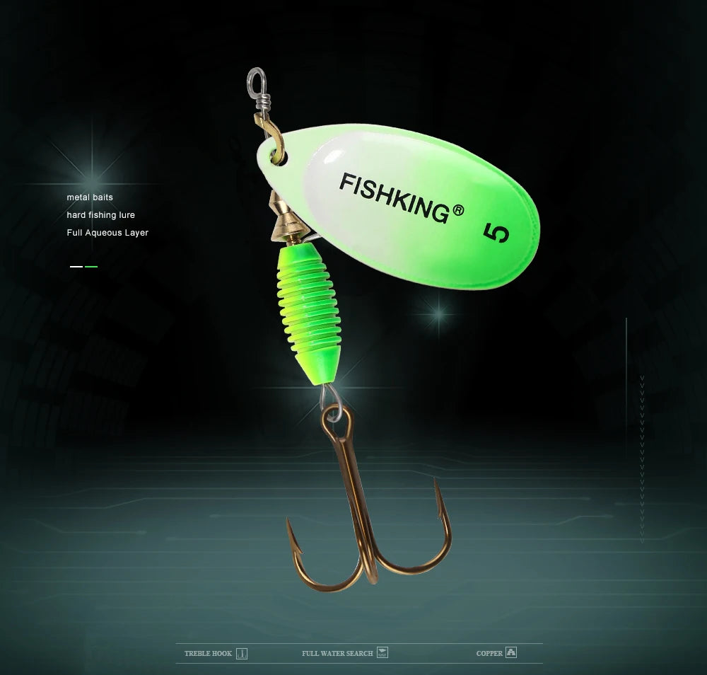 FISH KING New Metal Fishing Lure 4g 4.8g 7g 10g 14g Spinner Bait High Quality Hard Baits Treble Hook Fishing Tackle For Pike The Clovii's Extravaganza!!!