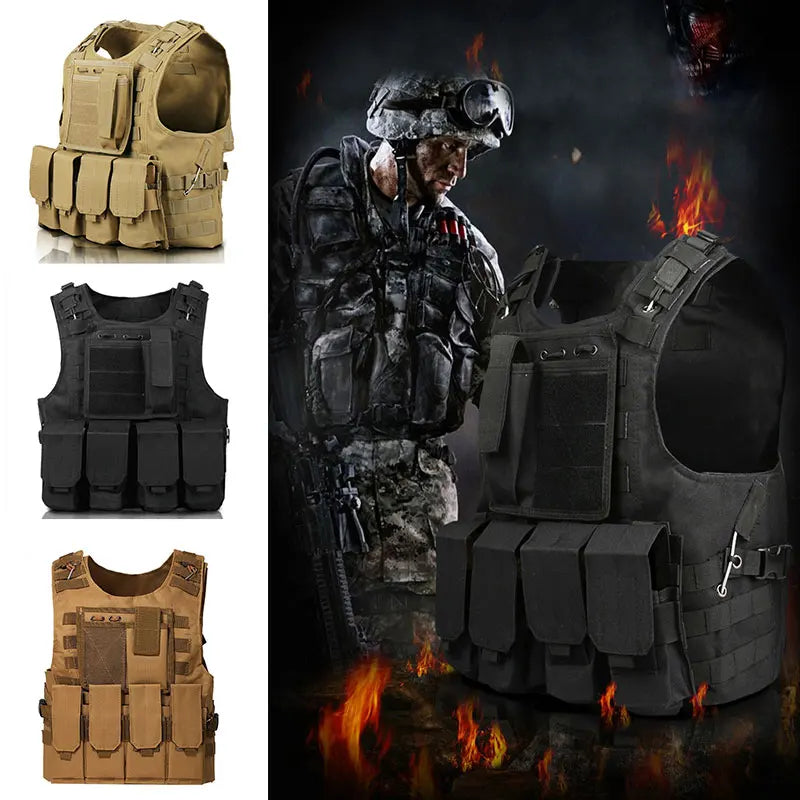 Tactical Vest CS Game Airsoft Assault Molle Vest Equipment Outdoor Clothing Hunting Camouflage Vest Combat Security Waistcoat CMBs Fishing and Outdoor Gear