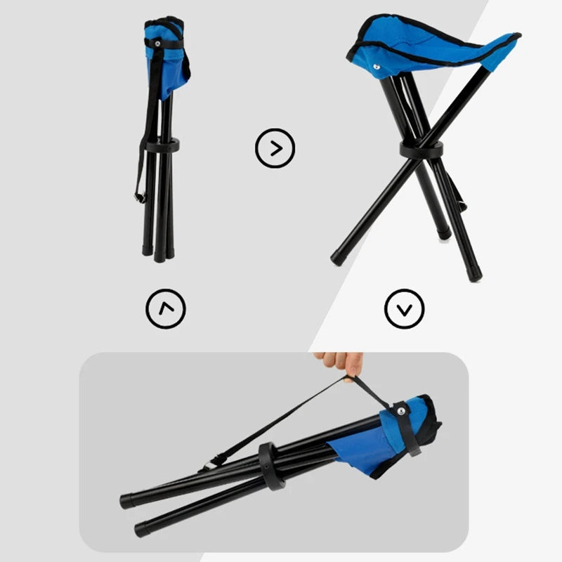 Outdoor Folding Chair Fishing Chair Camping Stools Three-Legged Foldable Chair Hiking Travel Picnic Bench Camping Equipment CMBs Fishing and Outdoor Gear