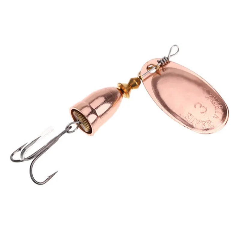 Rotating Spinner Bait with Treble Hook Metal Lure Brass Hard Artificial Spoon Bait Copper Freshwater Creek Trout Fishing Tackle The Clovii's Extravaganza!!!