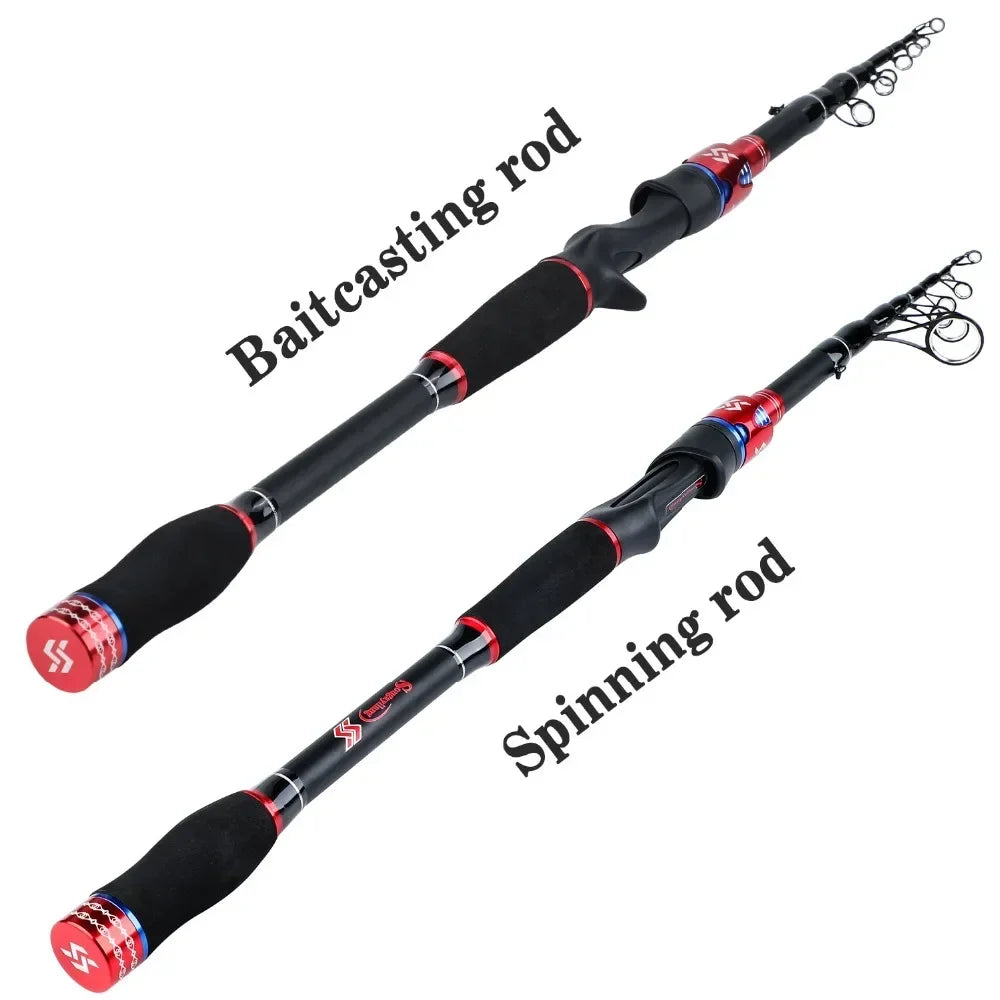 Sougayilang Telescoping Fishing Rods Spinning Rod Casting Rods 24T Carbon Fiber Lightweight Portable Travel Rod Fishing Tackle CMBs Fishing and Outdoor Gear