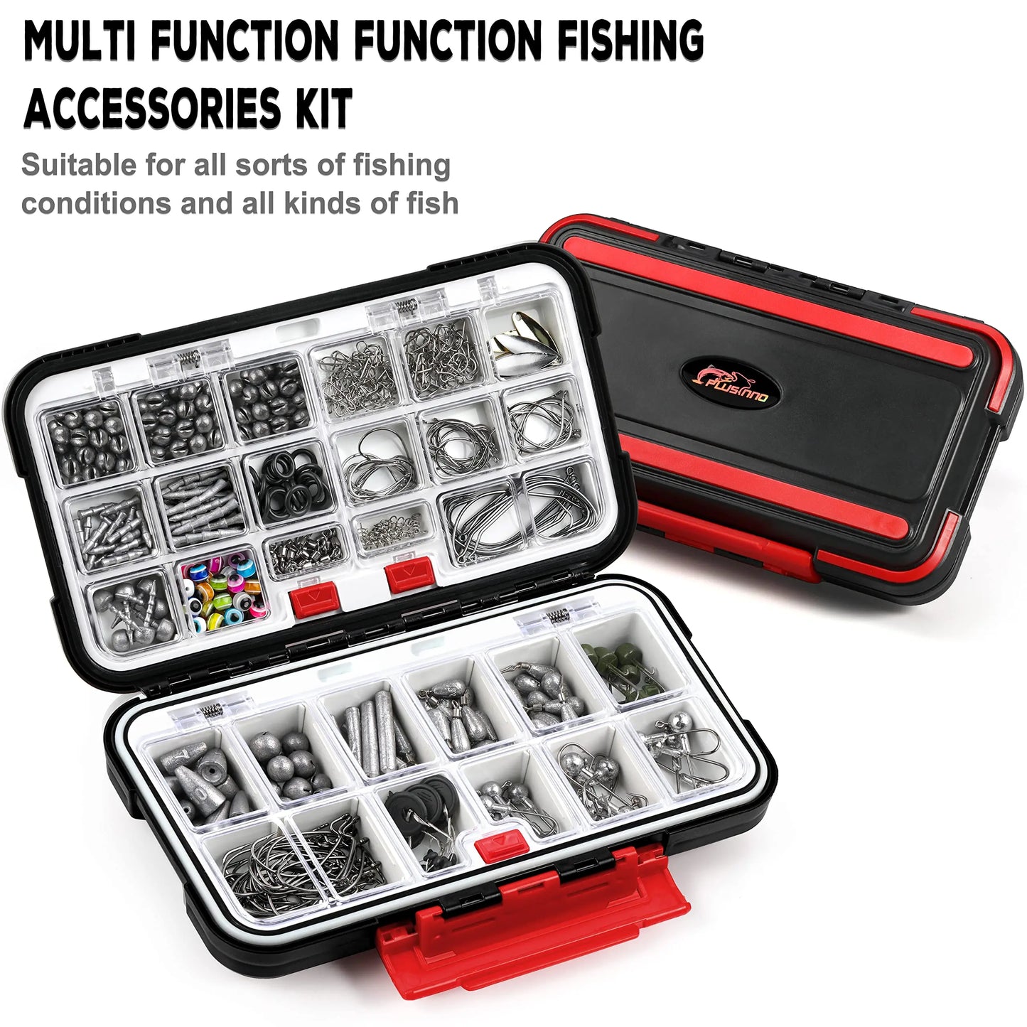 PLUSINNO 387pcs Fishing Accessories Kit, Fishing Tackle Box with Tackle Included, Fishing Lures, Fishing Hooks,Crappie The Clovii's Extravaganza!!!