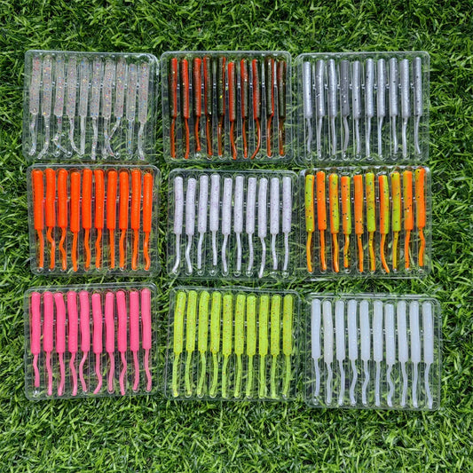 Swolfy Ajing Soft Fishing Lure Worm 45mm/0.3g TPE Floating Micro Ultra Rigs Jig Head Drop Shot Rock Silicon Freshwater The Clovii's Extravaganza!!!