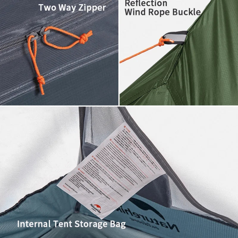 Naturehike Cycling Tent With Floor Mat Silicone Camping 20D Ultralight Backpacking Waterproof Outdoor Travel Hiking Beach Tent CMBs Fishing and Outdoor Gear