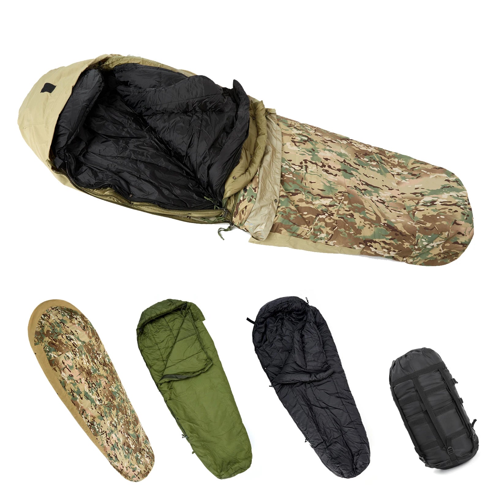 Akmax Army Military Modular Sleeping Bags System, Multi Layered with Bivy Cover for All Season, Woodland/Multicam The Clovii's Extravaganza!!!