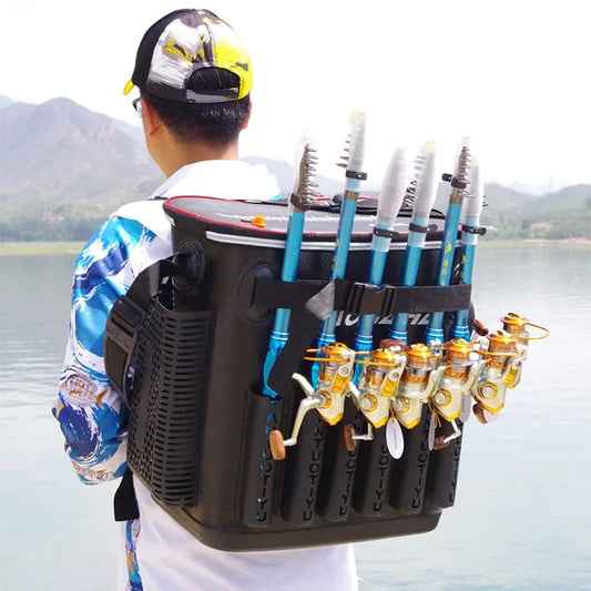 Large EVA Fishing Bag, Shoulder Backpack with 6 Fishing Rods, Foldable Outdoor Multifunction Bag for Adults, 50L The Clovii's Extravaganza!!!