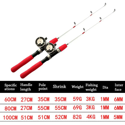 Winter Portable Travel Ice Fishing Rods Tackle Pole Fishing Reels Fishing Tackle CMBs Fishing and Outdoor Gear