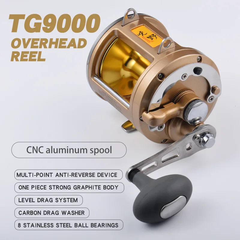 New TG-9000 trolling reel 8BB deep sea boat reel 24KGS fishing force speed ratio 3.4:1 drum reel The Clovii's Extravaganza!!!