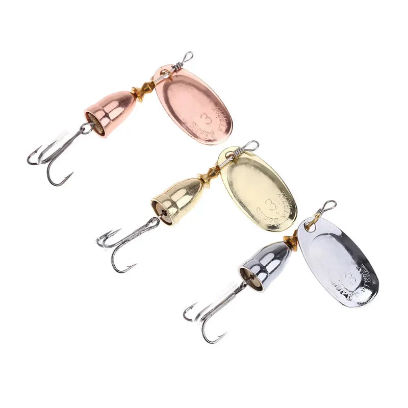 Rotating Spinner Bait with Treble Hook Metal Lure Brass Hard Artificial Spoon Bait Copper Freshwater Creek Trout Fishing Tackle The Clovii's Extravaganza!!!