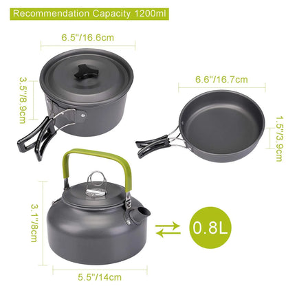 Camping Cooker Set Cookware Kit Outdoor Pot Pan Stove Kettle Cups Tableware Tourist Dishes Nature Hike Equipment The Clovii's Extravaganza!!!