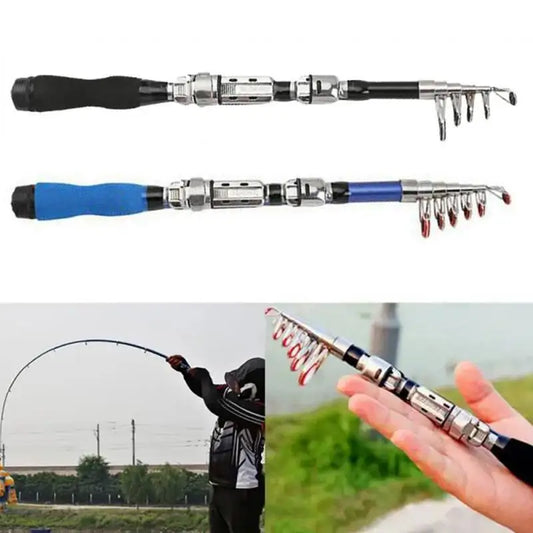 Outdoor Fishing Telescopic Mini Fishing Rods Super Hard Carbon Steel Rivers Lakes Fishing Rod Portable Sea Pole Equipment CMBs Fishing and Outdoor Gear