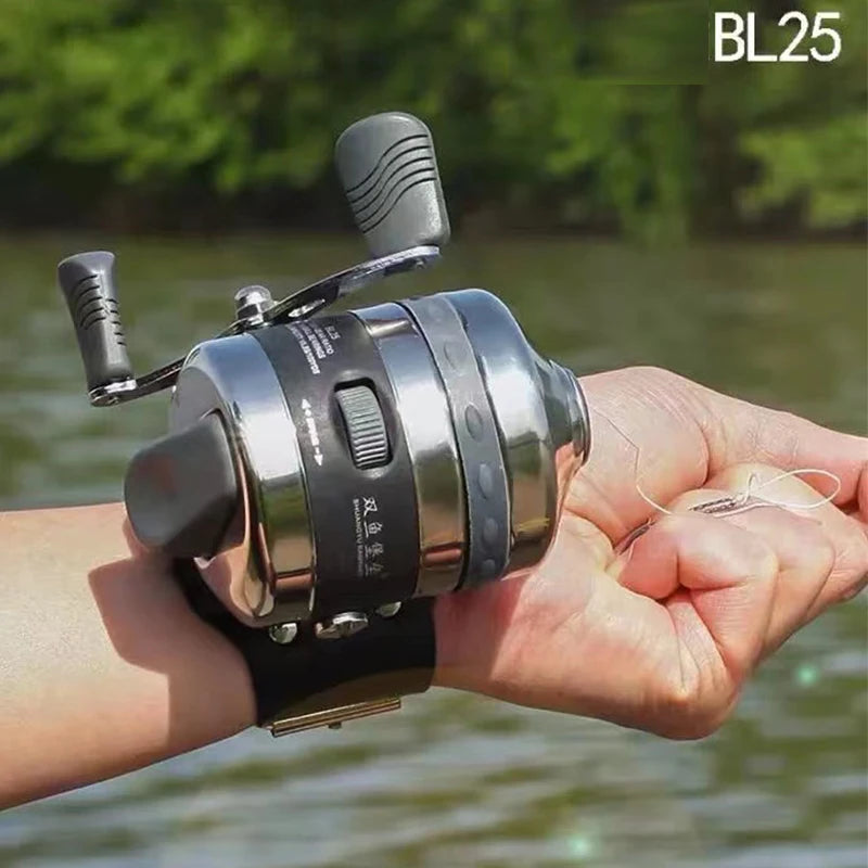 BL25 Long Rod Slingshot Fishing Reel Stainless Steel Closed Rotating Left and Right Hand Fishing Reel Fishing Gear Accessories The Clovii's Extravaganza!!!