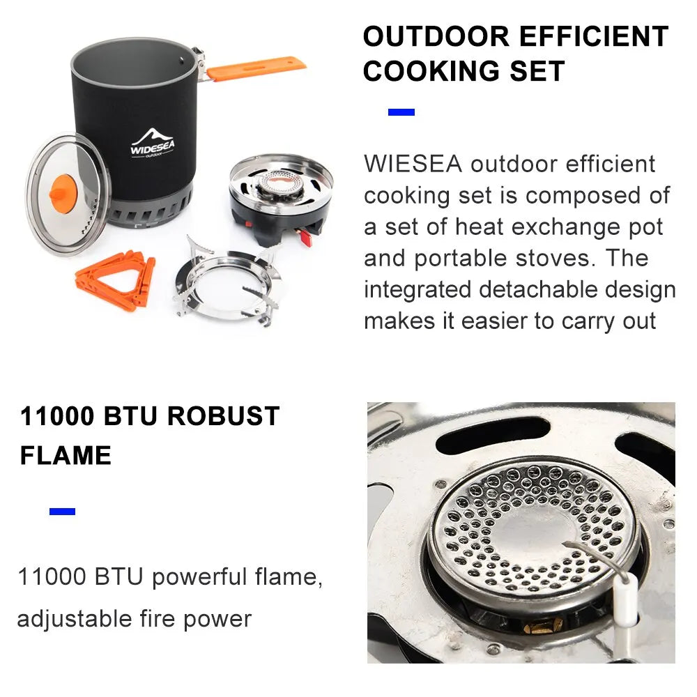 Widesea Camping Cooking System Heat Exchanger Outdoor Gas Stove Burner Tourist Pot Cup Cookware Tableware Tourism Bowler Dishes The Clovii's Extravaganza!!!