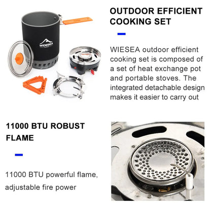 Widesea Camping Cooking System Heat Exchanger Outdoor Gas Stove Burner Tourist Pot Cup Cookware Tableware Tourism Bowler Dishes The Clovii's Extravaganza!!!