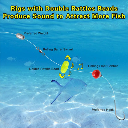 30PCS Fishing Double Rattle Portable ABS Sea Fishing Attractor Bell Beads Catfish Rig Pompano Fishing Accessory for Luring Fish The Clovii's Extravaganza!!!