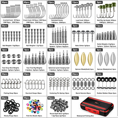 PLUSINNO 387pcs Fishing Accessories Kit, Fishing Tackle Box with Tackle Included, Fishing Lures, Fishing Hooks,Crappie The Clovii's Extravaganza!!!