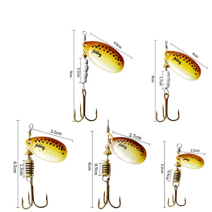 Spinner Bait Fishing Lure 3.9g 4.6g 7.4g 10.8g 15g Rotating Spinners Spoon Lures pike Metal With Treble Hooks Fishing goods The Clovii's Extravaganza!!!