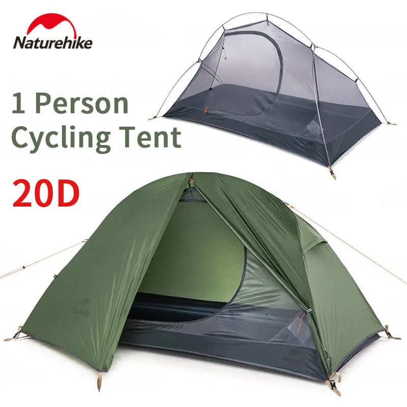 Naturehike Cycling Tent With Floor Mat Silicone Camping 20D Ultralight Backpacking Waterproof Outdoor Travel Hiking Beach Tent CMBs Fishing and Outdoor Gear