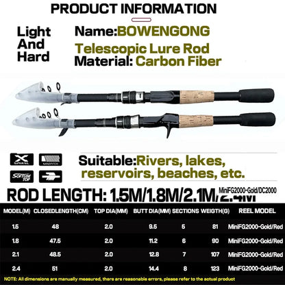 Fishing Rod Combo 1.5-2.4M Lure Fishing Rod and 7.2:1 High Speed Gear RatioMax 8kg Baitcasting Reel Fishing Tackle Pesca The Clovii's Extravaganza!!!