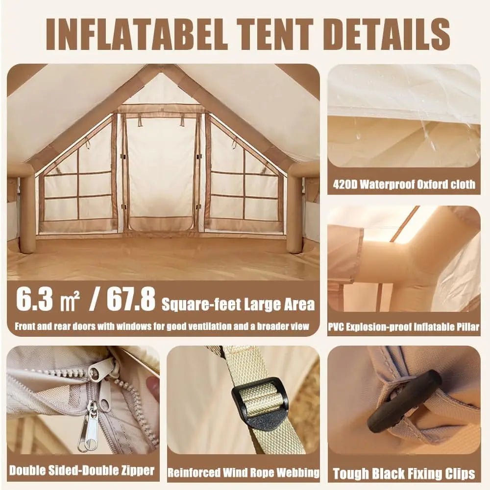 Inflatable Tents for Camping, Blow Up Air Camping Tents with Pump for Adults, 4 Seasons Water Proof Outdoor Oxford Cabin Tent The Clovii's Extravaganza!!!