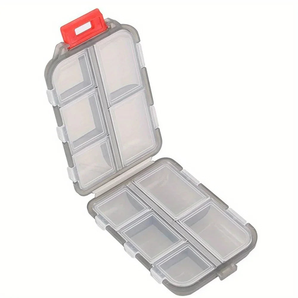 Double-layer small pill box Portable pill box Transparent 10-cell sealed medicine storage box camping equipment survival kit CMBs Fishing and Outdoor Gear