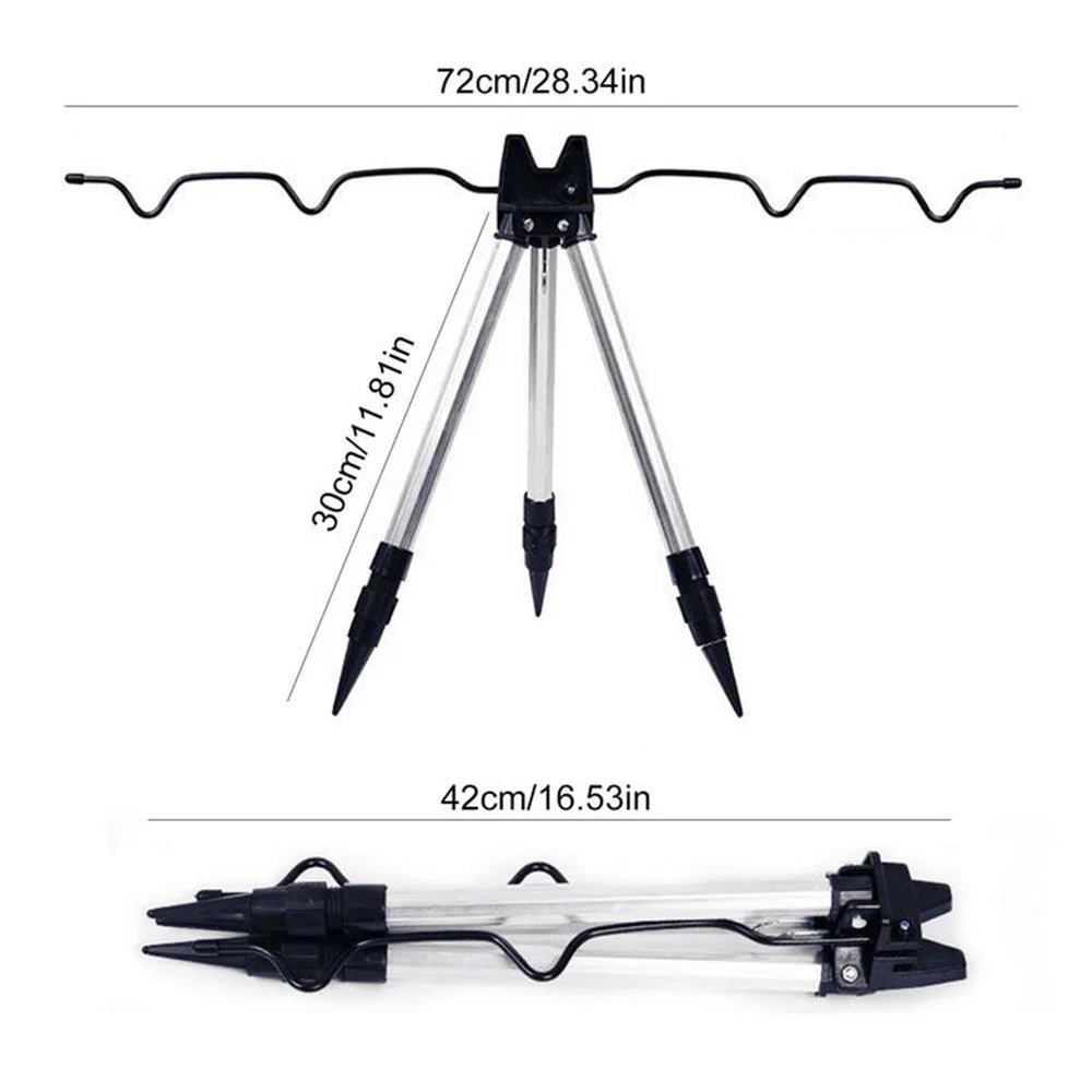 Fishing Rods Support Frame 3-folded Fishing Rod Rest Base Load-bearing Telescopic Fishing Rod Bracket Stand Holder Tripod CMBs Fishing and Outdoor Gear