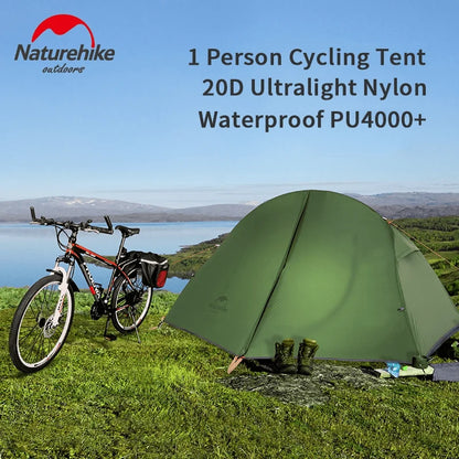 Naturehike Cycling Tent With Floor Mat Silicone Camping 20D Ultralight Backpacking Waterproof Outdoor Travel Hiking Beach Tent CMBs Fishing and Outdoor Gear