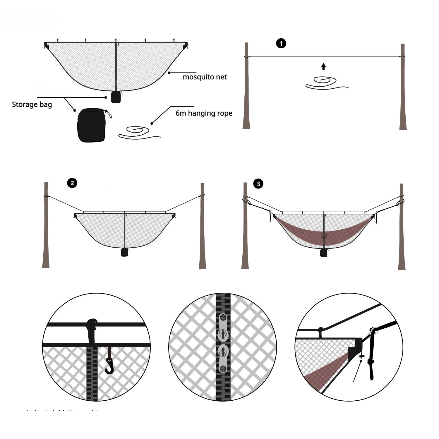 Outdoor Lightweight Travel Portable Separating Hanging Mosquito Net Bugs Net for Camping Hammock Outdoor Camping Equipment CMBs Fishing and Outdoor Gear