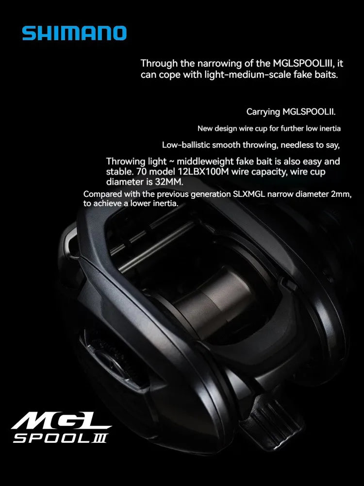 SHIMANO 2024 NEW SLX MGL Baitcasting Fishing Reels Long Throw 4/1BB 6.3:1/7.2:1/8.2:1 SVS Max Drag 5.5kg Saltwater Casting Reels CMBs Fishing and Outdoor Gear