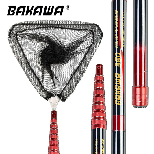 BAKAWA Folding Fishing Net Telescopic Landing Net 4m3.6M Carp Carbon Fiber Fly Tools Sea Hand Dip Net Landing Net Accessorie The Clovii's Extravaganza!!!