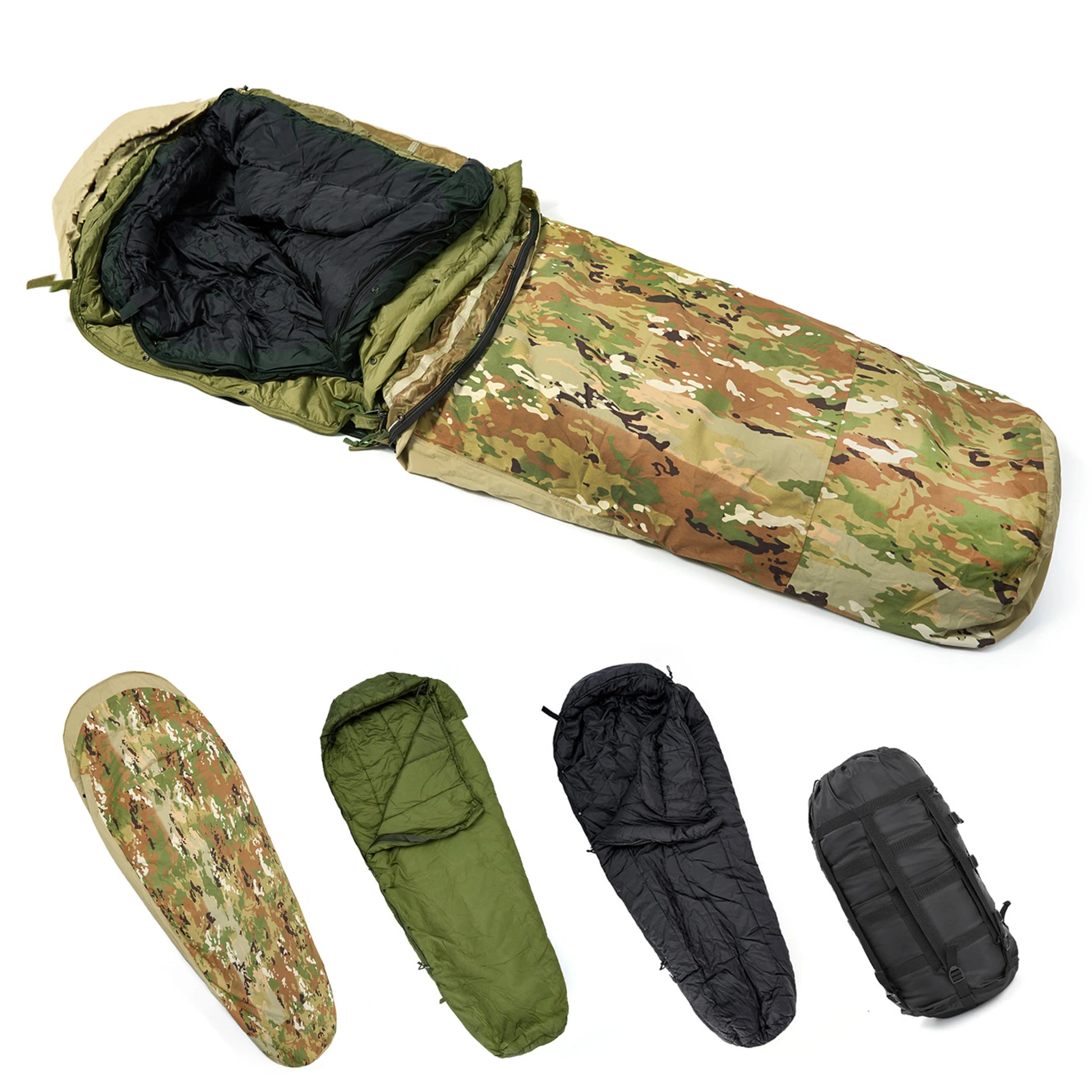 Akmax Army Military Modular Sleeping Bags System, Multi Layered with Bivy Cover for All Season, Woodland/Multicam The Clovii's Extravaganza!!!