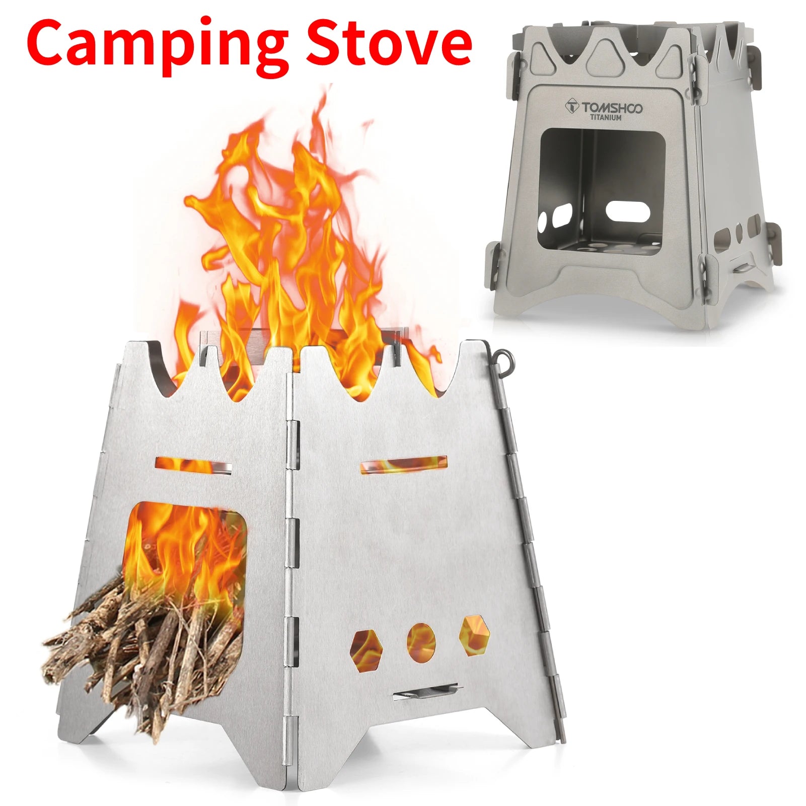 LIXADA Camping Equipment Titanium Wood Stove Outdoor Cookware Tableware Set Hiking Picnic Backpacking Camping Pot Pan Mug Set CMBs Fishing and Outdoor Gear