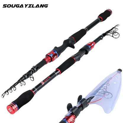 Sougayilang Telescoping Fishing Rods Spinning Rod Casting Rods 24T Carbon Fiber Lightweight Portable Travel Rod Fishing Tackle CMBs Fishing and Outdoor Gear