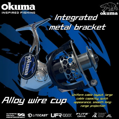 OKUMA Spinning Reels All metal High Performance Fishing Reels,18KG Max Drag,14+1 Bearing,5.2:1/4.9:1Gear Ratio,Gift fishing line CMBs Fishing and Outdoor Gear